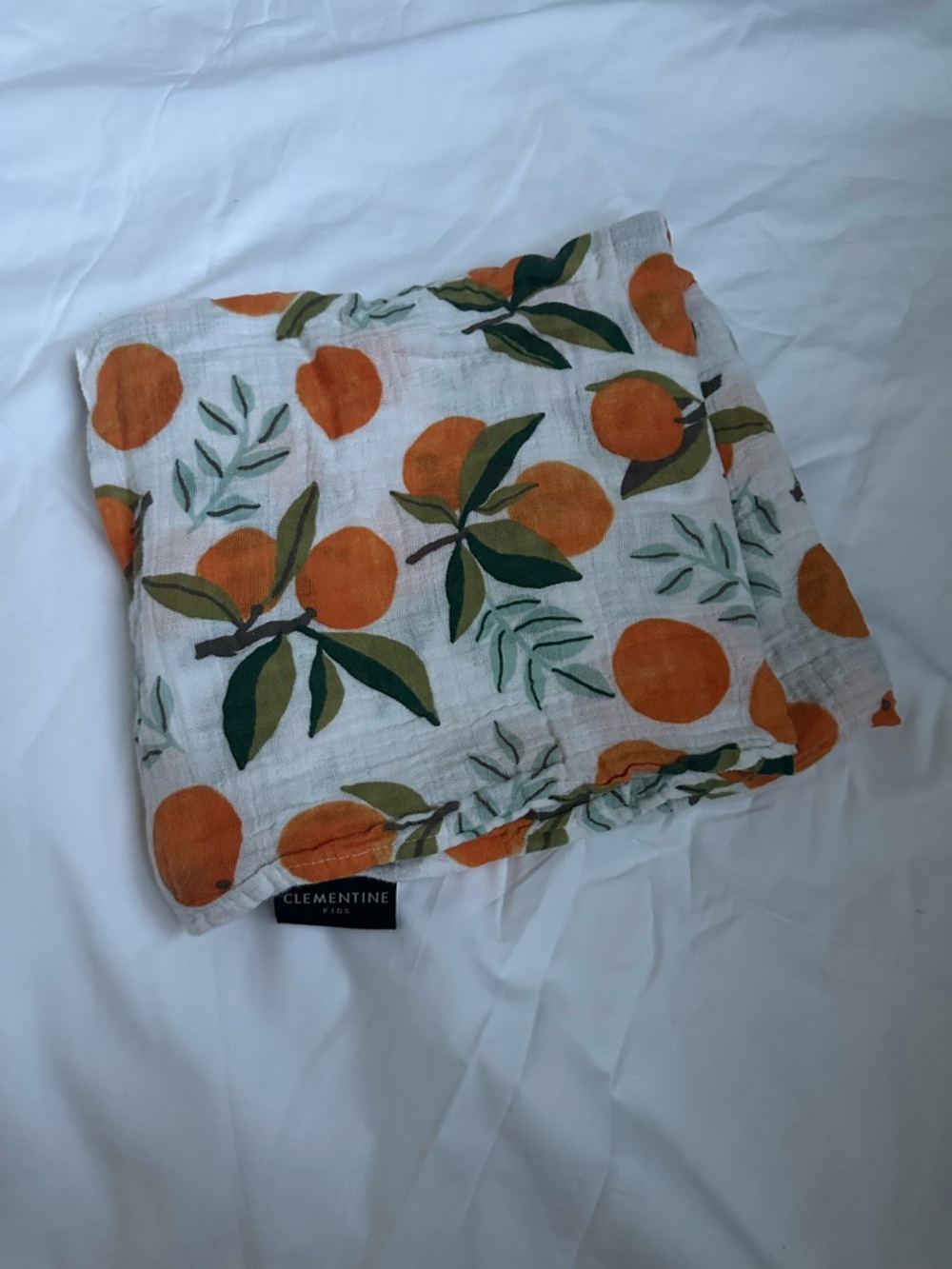 Clementine Orange Print Muslin Baby Swaddle